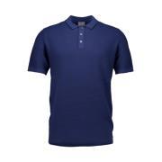 Blauwe Buttons Structure SS Polo Genti , Blue , Heren