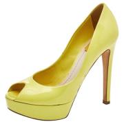 Pre-owned Leather heels Dior Vintage , Yellow , Dames
