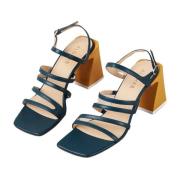 Aubrey Diepblauwe Leren Sandalen Alohas , Blue , Dames