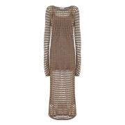 Lange jurk met mesh-effect Kocca , Beige , Dames