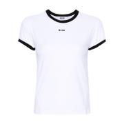 Logo Print Crew Neck T-shirts en Polos Msgm , White , Dames