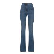 Flared Jeans met Gouden Logo Zakken Elisabetta Franchi , Blue , Dames