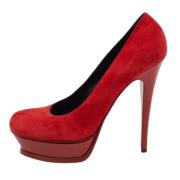 Pre-owned Suede heels Yves Saint Laurent Vintage , Red , Dames