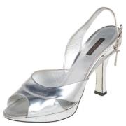 Pre-owned Leather sandals Louis Vuitton Vintage , Gray , Dames