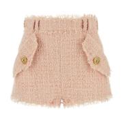 Lichtroze Tweed Shorts Balmain , Pink , Dames