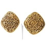 Pre-owned Metal earrings Chanel Vintage , Yellow , Dames