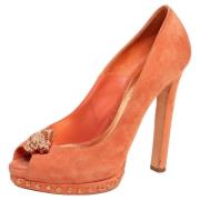 Pre-owned Suede heels Alexander McQueen Pre-owned , Orange , Dames