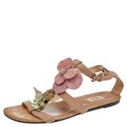 Pre-owned Leather sandals Valentino Vintage , Beige , Dames