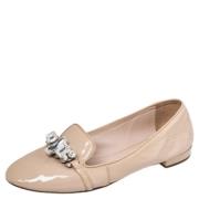 Pre-owned Leather flats Miu Miu Pre-owned , Beige , Dames