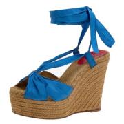 Pre-owned Silk sandals Christian Louboutin Pre-owned , Blue , Dames