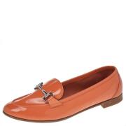 Pre-owned Leather flats Salvatore Ferragamo Pre-owned , Orange , Dames