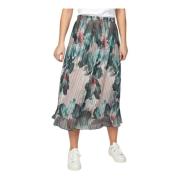 Geplooide rok met groene bloemenprint 2-Biz , Multicolor , Dames