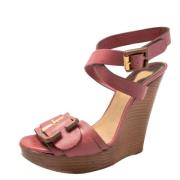 Pre-owned Leather sandals Chloé Pre-owned , Red , Dames