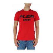 Rode Print Korte Mouw T-shirt Plein Sport , Red , Heren