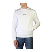 Heren Sweatshirt met Lange Mouwen in Effen Kleur Calvin Klein , White ...