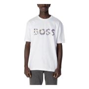 Wit Bedrukt T-Shirt - Korte Mouwen Hugo Boss , White , Heren