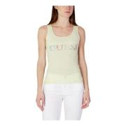 Groene Katoenen Rhinestone Tanktop Guess , Green , Dames