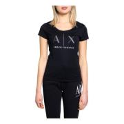 Zwart Print T-shirt voor Vrouwen Armani Exchange , Black , Dames