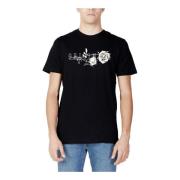 Heren Zwart Print T-Shirt Jack & Jones , Black , Heren