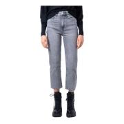 Grijze Jeans met Rits en Zakken Only , Gray , Dames