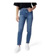 Blauwe Effen Jeans met Rits en Knoopsluiting Only , Blue , Dames