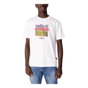 Wit Print Ronde Hals T-Shirt Napapijri , White , Heren