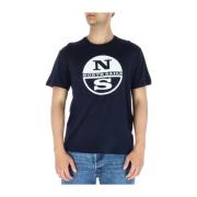 Blauw Print T-shirt North Sails , Blue , Heren