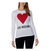 Witte Print Longsleeve T-shirt voor Dames Love Moschino , White , Dame...