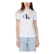 Wit Print T-shirt voor Vrouwen Calvin Klein Jeans , White , Dames