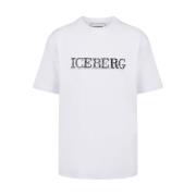Witte T-shirt met logo Iceberg , White , Heren