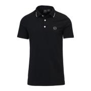 Zwarte Polo Shirt met Knoopsluiting Armani Exchange , Black , Heren