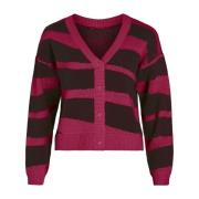 Paarse V-Hals Geknoopte Cardigan Vila , Purple , Dames