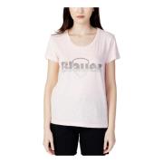 Roze Rhinestone Print T-shirt Blauer , Pink , Dames