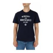 Blauw Kortemouw T-shirt - 100% Katoen North Sails , Blue , Heren