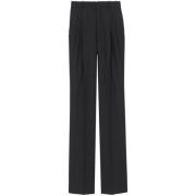 Rechte Pijp Wollen Broek Saint Laurent , Black , Dames