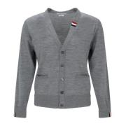 Grijze Wollen Trui met Knoopsluiting Thom Browne , Gray , Heren