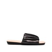 Zwarte Leren Slide Sandalen Jil Sander , Black , Dames