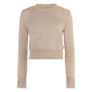 Geribbelde Wol-Blend Trui MM6 Maison Margiela , Beige , Dames