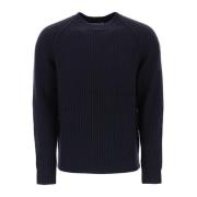 Merino Wool Crew Neck Sweater Parajumpers , Blue , Heren