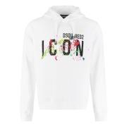 Geribbelde katoenen hoodie Dsquared2 , White , Heren