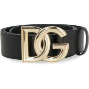 Leren Riem met goudkleurige metalen gesp Dolce & Gabbana , Black , Dam...