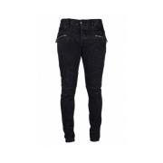 Zwarte Skinny Jeans met Ritsdetails Balmain , Black , Heren