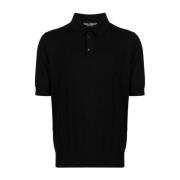 Geweven Logo Gebreide Polo Dolce & Gabbana , Black , Heren