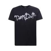 Zwart Crew-neck T-shirt met Contrasterend Logo Dondup , Black , Heren