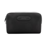 Nylon Beauty Case met Leren Inzetstukken Brioni , Black , Heren