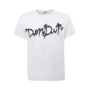 Wit Crew-neck T-shirt met Contrasterend Logo Dondup , White , Heren