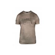 Beige Desert T-shirt met Bedrukt Logo Balmain , Beige , Heren