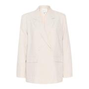 Licht Zand Linnen Blazer Gestuz , Beige , Dames