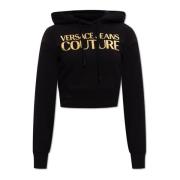 Cropped hoodie met logo Versace Jeans Couture , Black , Dames