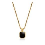 Gold Necklace with Square Onyx Pendant Nialaya , Yellow , Heren